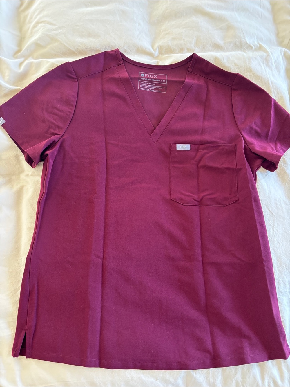 Figs Women’s Burgundy V-Neck Scrub Top